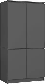RAUMHIRSCH Kleiderschrank S90 4-türig graphitgrau, 90x180x51cm (800001457481)