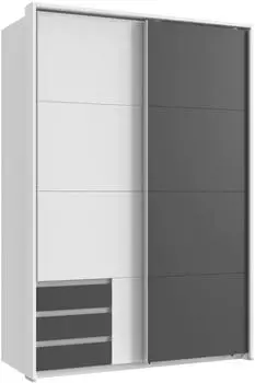 luma-home Schwebet&uuml;renschrank 2-t&uuml;rig, 138cm, wei&szlig;/grafit, Passepartout (22668)