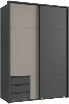 luma-home Schwebet&uuml;renschrank 2-t&uuml;rig, 138cm, Grafit/Sandgrau, Passepartout (22673)