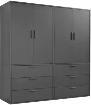 mokebo Der Grenzenlose Kleiderschrank 4-t&uuml;rig, 6 Schubladen, anthrazit, 180x187x58cm (800000487950)