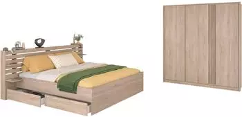 Parisot Escale 28 Schlafzimmer-Set japanische Eiche, 180x200cm