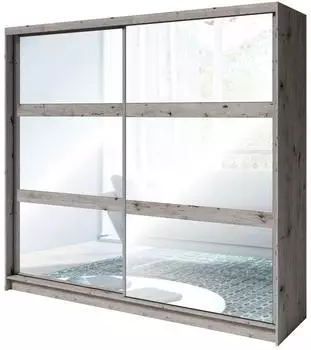 Feldmann-Wohnen Togo Schwebet&uuml;renschrank 2-t&uuml;rig mit Spiegel, Wellington Eiche, 230x62x215cm