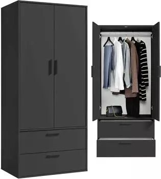 mokebo Der Kleiderheld Kleiderschrank 2-t&uuml;rig, anthrazit, 80x180x51cm (800001128589)