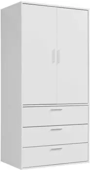 mokebo Der Grenzenlose Kleiderschrank 2-türig, 3 Schubladen, weiß, 90x187x58cm (800000486620)