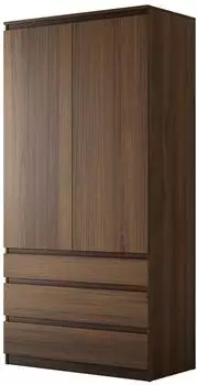 Mirjan24 Malwa 2D3SZ Dreht&uuml;renschrank 3 Schubladen, Nussbaum, 52x202x100cm (800001999851)