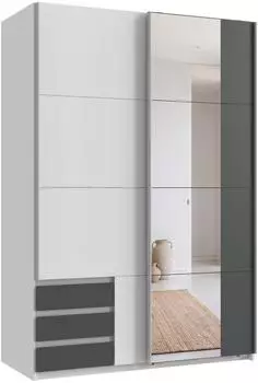 luma-home Schwebet&uuml;renschrank 2-t&uuml;rig 135x198x65cm wei&szlig;/grafit mit Spiegel (22675)