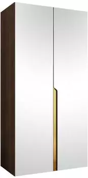 Mirjan24 Mila III 100 Dreht&uuml;renschrank mit Spiegel, Nuss Warmia/gold (100x52x202cm)