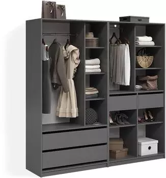 Livinity Trento Kleiderschrank 2er Set, anthrazit, 100x200x50cm (800002033409)