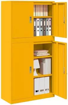 vidaXL Aufbewahrungsschrank 2er-Set, senfgelb, Stahl, 90x40x175cm (3438720)