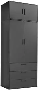 mokebo Grid Kleiderschrank 2-t&uuml;rig mit 3 Schubladen, anthrazit, 90x234x58cm (800000489020)