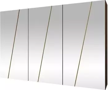 Mirjan24 Zen 6L 300 Dreht&uuml;renschrank mit Spiegel, Nuss Warmia + Gold (300x202x50 cm)