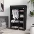 OKWISH Stoffkleiderschrank mit Kleiderstange, 6 Fächer, schwarz, 103x43x162,5cm