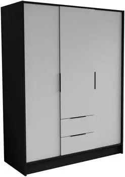 Masseno Cava Dreht&uuml;renschrank 3-t&uuml;rig, schwarz, 150,5x200x51cm (800001865345)