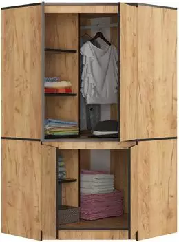 RAUMHIRSCH Kleiderschrank Eiche Craft 4 Türen, 100x180x50cm (800001457636)