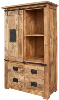 Massivmoebel24 Railway #113 Schrank Mangoholz natur lackiert 90x45x150cm (09-330-772-0013)