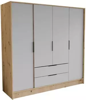 Masseno Cava Dreht&uuml;renschrank 4-t&uuml;rig, Eiche Artisan, 200x200x51cm (800001865353)