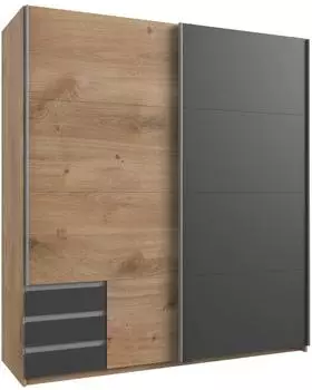 luma-home Schwebet&uuml;renschrank 2-t&uuml;rig Eiche Dekor / Grafit, 179x198x65cm (22692)