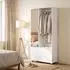 HomCom Garderobe-Set mit Spiegel, Kleiderstange, Soft-Close, 6 Fächer, weiß (80x30x169cm)