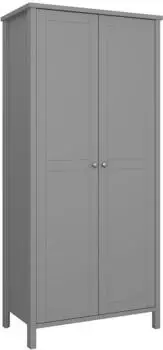 ebuy24 Trone Kleiderschrank 2 Türen, grau lackiert, 89x195x50cm (04-44246)