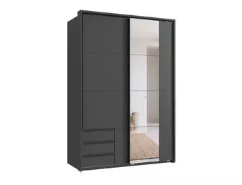 luma-home Schwebet&uuml;renschrank 2-t&uuml;rig 138x200x65cm Grafit, Spiegel & Passepartout (22686)