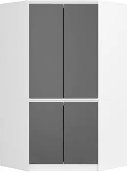 RAUMHIRSCH Kleiderschrank 4 Türen, weiß-grau, 100x180x50cm (800001457631)