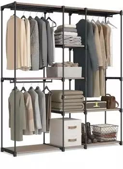 Relaxdays Offene Standgarderobe, Metall/Kunststoff, braun-schwarz, 182x182x43cm