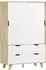 HomCom Kleiderschrank mit Schiebetüren, 4 Schubladen, 120x50x187,5cm, Eiche/weiß