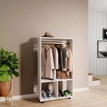 VICCO Sydney Kleiderschrank mit Kleiderstange, rollbar, wei&szlig; (37513)