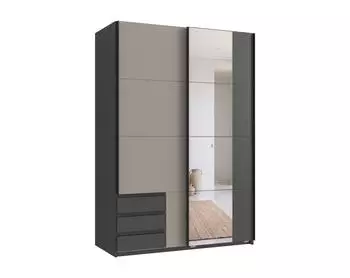 luma-home Schwebet&uuml;renschrank 2-t&uuml;rig 135x198x65cm, Grafit/Sandgrau, Spiegel (22680)