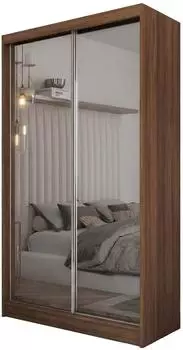 Masseno Bellina Schwebet&uuml;renschrank 2-t&uuml;rig mit Spiegel, nussbaum, 120x216x61cm (800001865335)