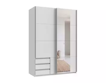 luma-home Schwebetürenschrank 2-türig, weiß, Spiegel, 135x198x65cm (22674)