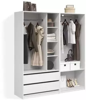 Livinity Trento Kleiderschrank wei&szlig;, 2er-Set, 100x200x50cm (800002033407)