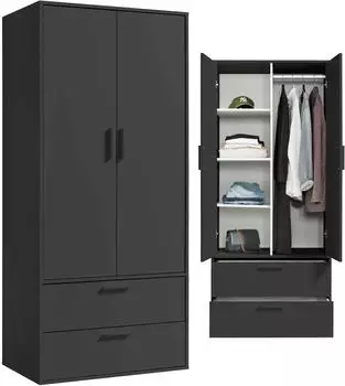mokebo Der Kleiderheld Kleiderschrank 2-türig, anthrazit, 80x180x51cm (800001128590)