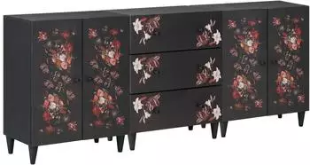 vidaXL Stauraumschr&auml;nke 3er-Set, Mango Massivholz, 180x33x75cm
