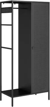 en.casa Puumala Kleiderschrank 180x80x45cm, Metall, schwarz