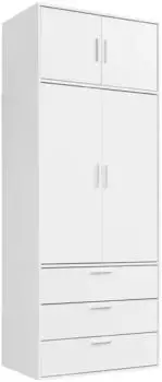 mokebo Grid Kleiderschrank 2-t&uuml;rig, 3 Schubladen, wei&szlig;, 90x234x58cm (800000489027)