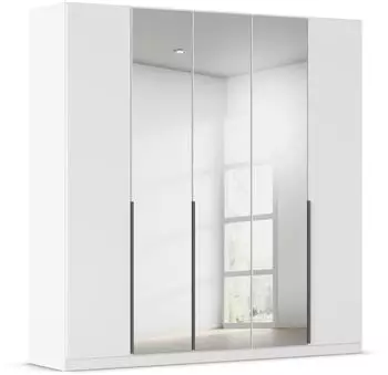 Rauch Alabama Dreht&uuml;renschrank wei&szlig;/dunkelgrau, 5 T&uuml;ren, Spiegel, 226x229x54cm (00038004566X)