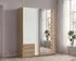 luma-home Schwebetürenschrank 2-türig, Eiche/weiß, Spiegel, 135x198x65cm (22677)