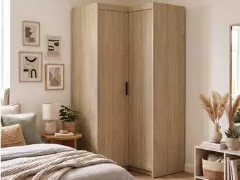 Beautysofa Elena Eckkleiderschrank 2-t&uuml;rig, Eiche ge&ouml;lt, 95x95cm (800001419981)