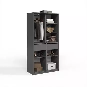 Livinity Trento Kleiderschrank anthrazit, 2 Schubladen, 100x200x50cm (800002033411)