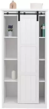 MCW MCW-K75 Highboard Schiebet&uuml;r, Holz-Optik Industrial, wei&szlig;, 163x76x38cm (800002015742)