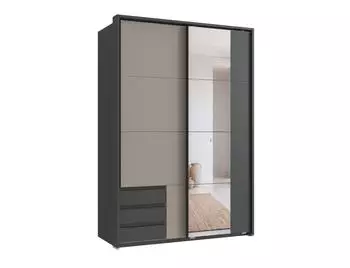 luma-home Schwebet&uuml;renschrank Passepartout 138cm, Grafit/Sandgrau, Spiegel (22687)