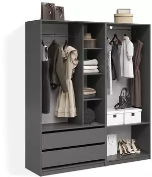 Livinity Trento Kleiderschrank anthrazit, 2er Set, 100x200x50cm (800002033419)