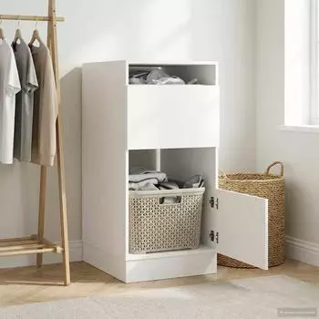 vidaXL W&auml;scheschrank mit Stauraum, wei&szlig;, 50x68x102cm, Holzwerkstoff (3422800)