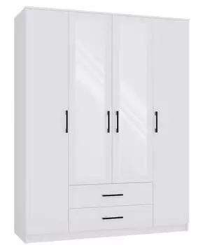 Top E Shop Romana 160 Kleiderschrank, wei&szlig;, 4 T&uuml;ren, 11 Regale (ROMANA 160 BIEL)