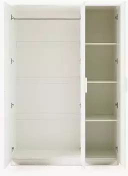 en.casa Eiselfing Kleiderschrank 3 Türen, 4 Fächer, 176x120x52cm, weiß