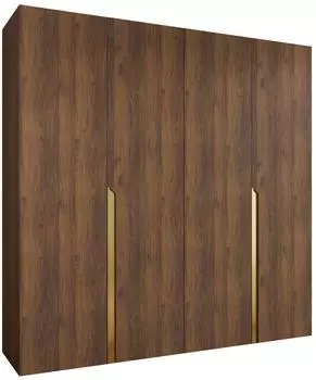 Mirjan24 Mila I 200 Dreht&uuml;renschrank 4-t&uuml;rig, Nussbaum/Gold (200x202x52cm)