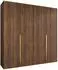 Mirjan24 Mila I 200 Drehtürenschrank 4-türig, Nussbaum/Gold (200x202x52cm)