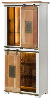 Massivmoebel24 Railway Lux Schrank Mango/Altholz, wei&szlig; lackiert, 80x45x175cm (09-340-773-4016)