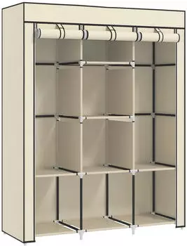 HomCom Stoffkleiderschrank 43x162,5x125 cm creme